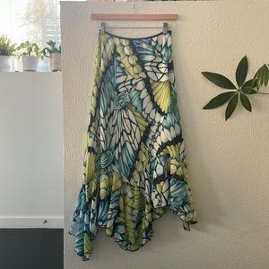 Y2K Butterfly Low Rise Ruffle Midi Skirt